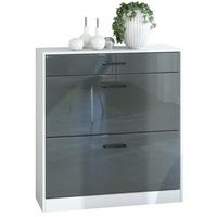 SCHUHSCHRANK Elvas Front in Grau Hochglanz - Grau, Holzwerkstoff (89/95.5/27cm) - Vladon