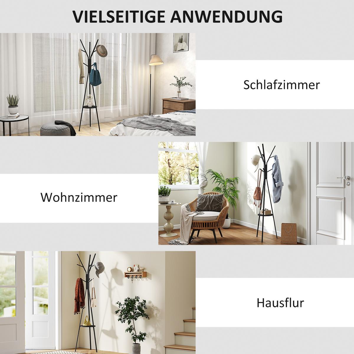 KLEIDERSTÄNDER - Schwarz, Metall (45/180/45cm) - HOMCOM