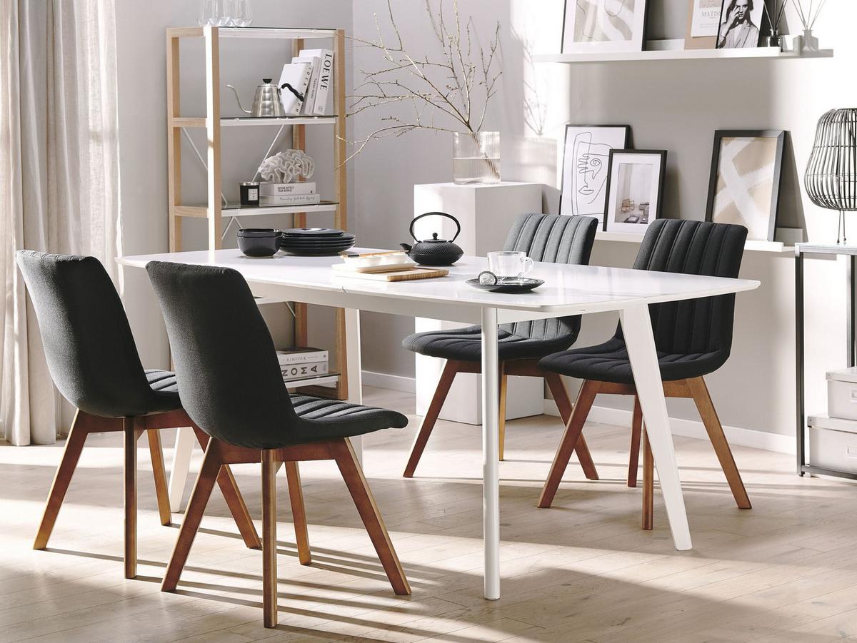 ESSZIMMERSTUHL 2er-Set Polsterbezug Schwarz Calgary - Schwarz, Holz/Textil (45/84/53cm) - Beliani