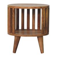 NACHTTISCH ARIELLA MIT EINFACHER REGAL - Beige/Messingfarben, Holz/Metall (36/40/26cm) - Artisan Furniture