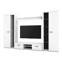 WOHNWAND Spacoro XL Weiß 300/190/40 cm Viel Stauraum ohne LED - Weiß, Holzwerkstoff/Kunststoff (300/190/40cm) - AX Living