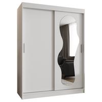 SCHIEBETÜRENSCHRANK mit Spiegel ULTRA 200/150/62 2-türig - Silberfarben/Weiß, Holz (150/200/62cm) - MÖBEL KRYSPOL