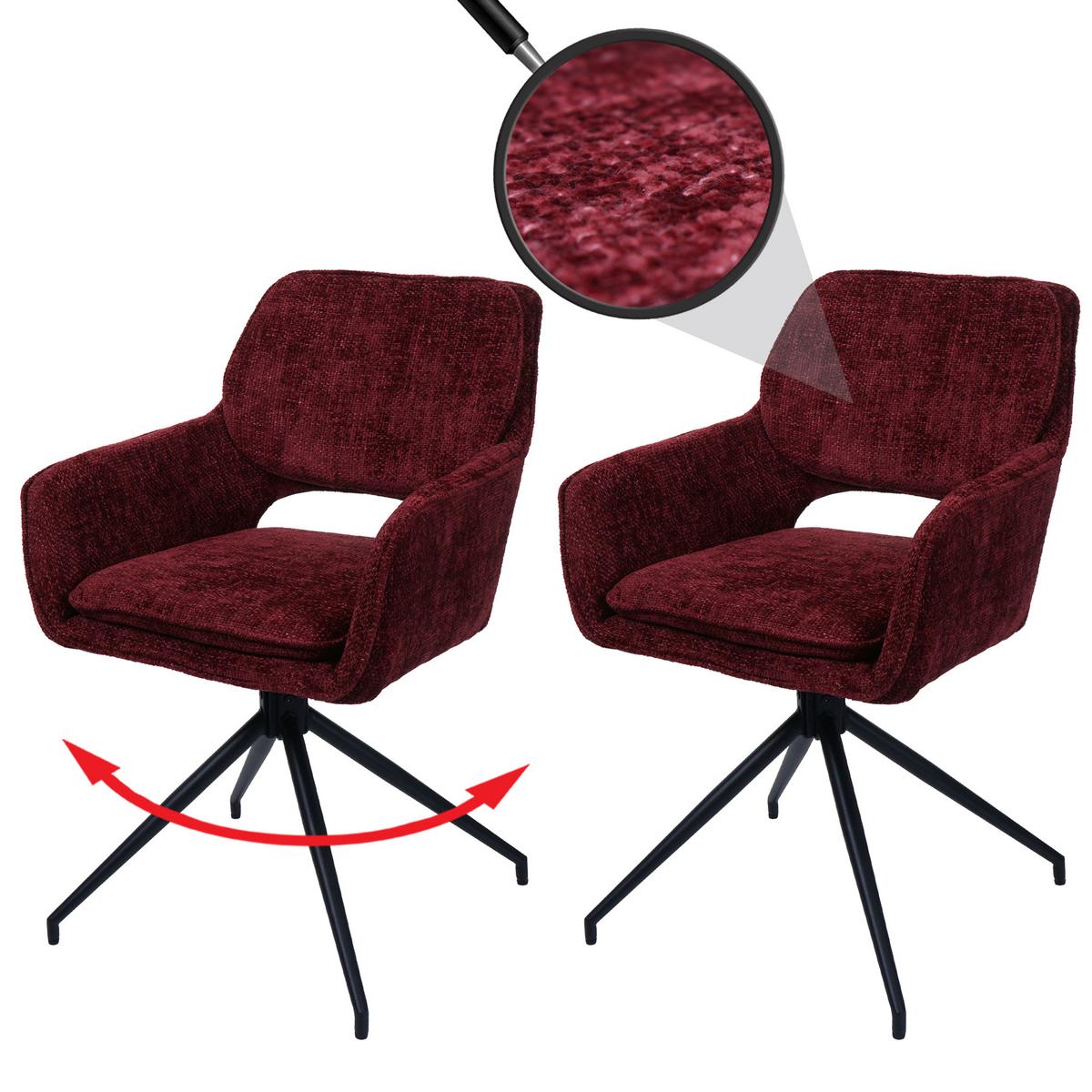 ESSZIMMERSTUHL Bordeaux 2er-Set - Bordeaux, Textil (57/86/61cm) - MCW