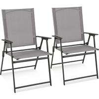 KLAPPSTÜHLE Grau(2er-Set) - Grau, Metall (58/96/58cm) - COSTWAY