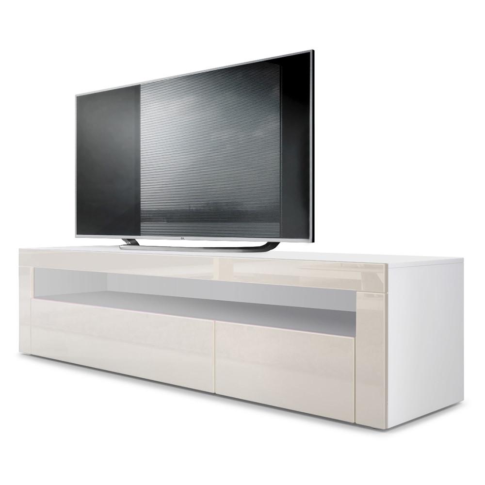 LOWBOARD Valencia Creme Hochglanz / Creme Hochglanz - Creme, Holzwerkstoff (155/46/40cm) - Vladon