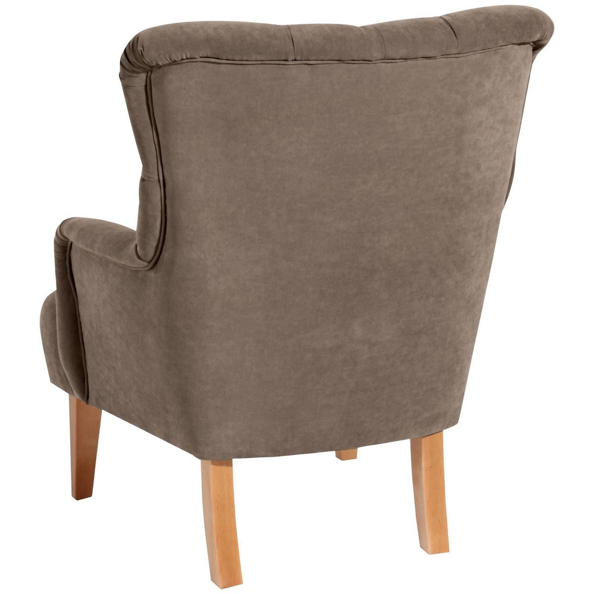 SESSEL Kaiya Bezug Veloursstoff Buche natur / sahara - Graubraun, Kunststoff (71/97/82cm) - 58aufmkessel