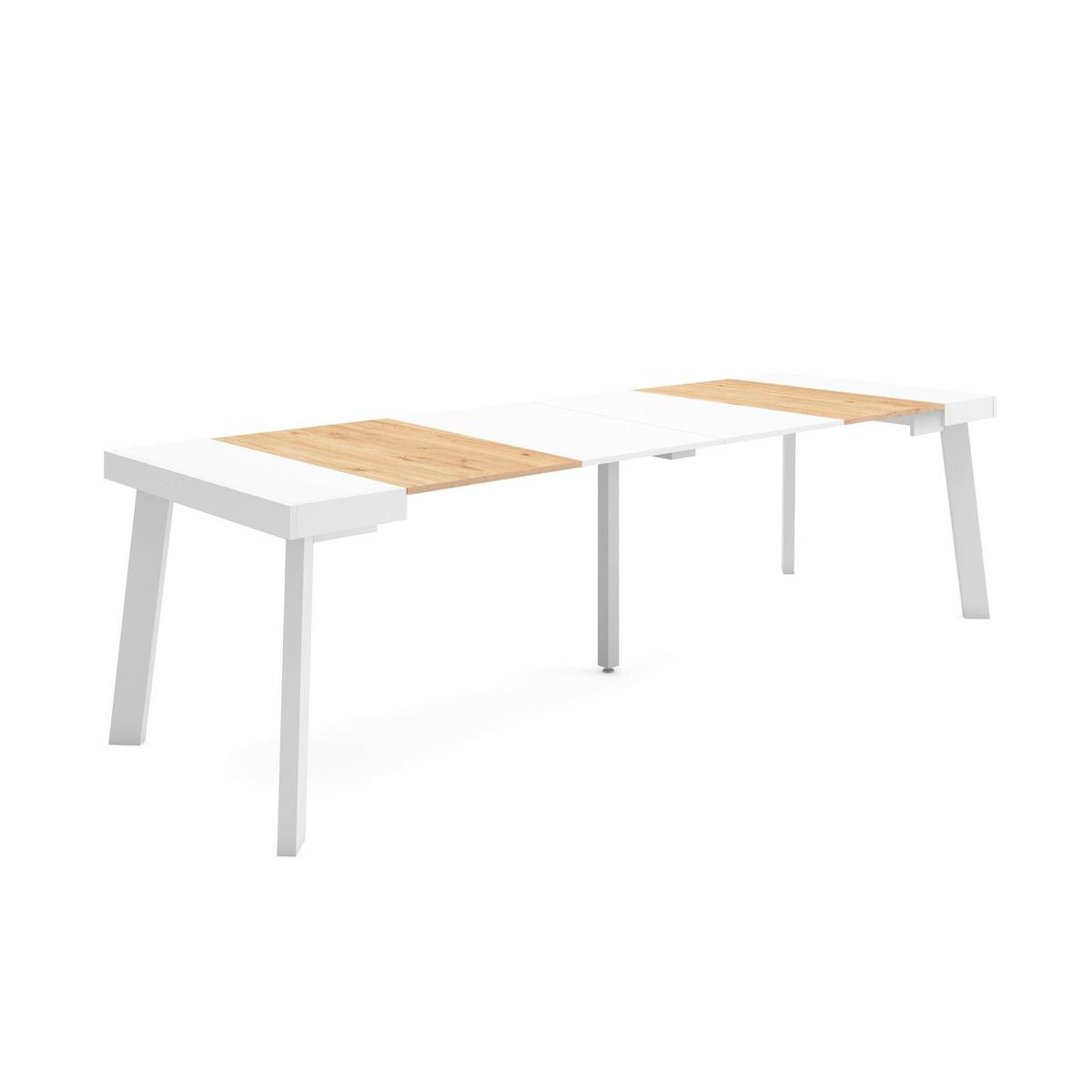 KONSOLENTISCH ausziehbar 58 bis 262cm, für 12 Gäste, eiche weiß, 90/58/73cm - Eichefarben/Weiß, Holzwerkstoff (90/262/73cm) - Skraut Home