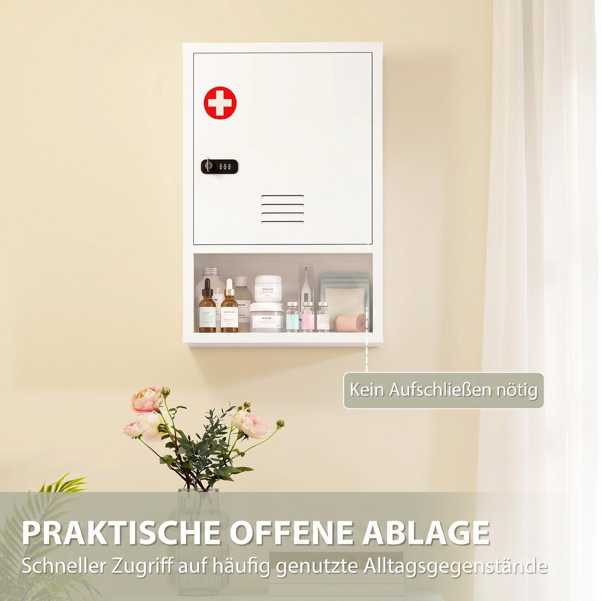 MEDIZINSCHRANK Kaltgewalzter Stahl Weiß - Weiß, Metall (15/60/40cm) - HOMCOM