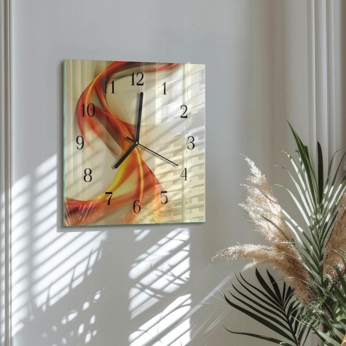 WANDUHR aus Glas 30x30 cm - Abstraktion - Multicolor, Glas (30/30/0.4cm) - TULUP