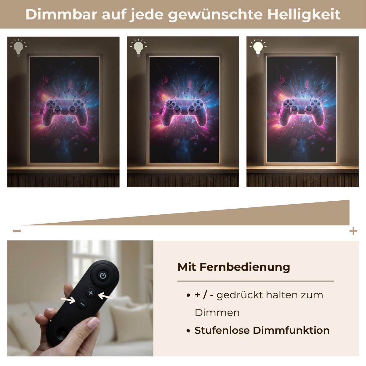 WANDLEUCHTE MIT AKKU Controller - Neon - Explosion - Abstrakt 40x60 cm - Violett, Holzwerkstoff (40/60/8cm) - OnlyWow