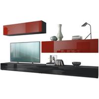 WOHNWAND Nublo Klappen in Bordeaux Hochglanz - Bordeaux, Holzwerkstoff (279/147/39cm) - Vladon