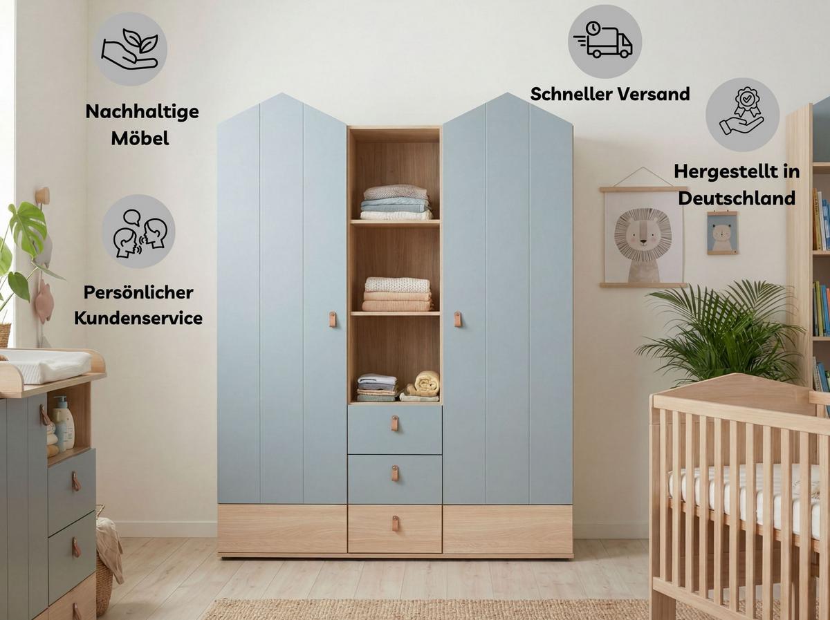 KLEIDERSCHRANK Roofy - Salbeigrün/Eichefarben, Leder/Holz (150/200/51cm) - arthur berndt