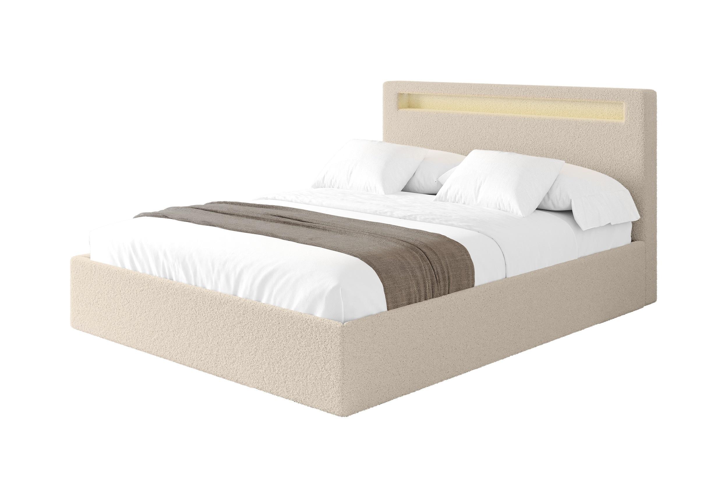 POLSTERBETT mit Bettkasten und Lattenrost, Boxbett ohne Matratze - GOLA 140x200 Dunkelbeige - Cappuccino, Holzwerkstoff/Textil (140/200cm) - ALTDECOR