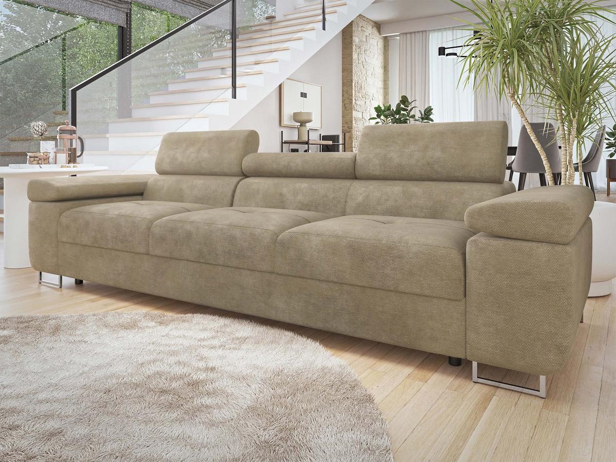 SOFA Torezio 3 - Sandfarben, Holz/Textil (263/90/102cm) - MIRJAN24