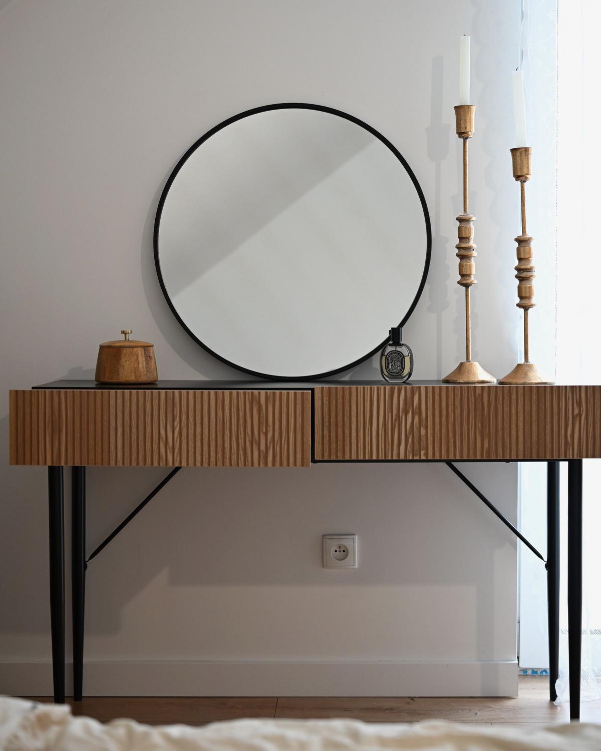 KONSOLENTISCH Schwarz/Braun Blythe - Schwarz/Braun, Holzwerkstoff (35/120/75cm) - Beliani