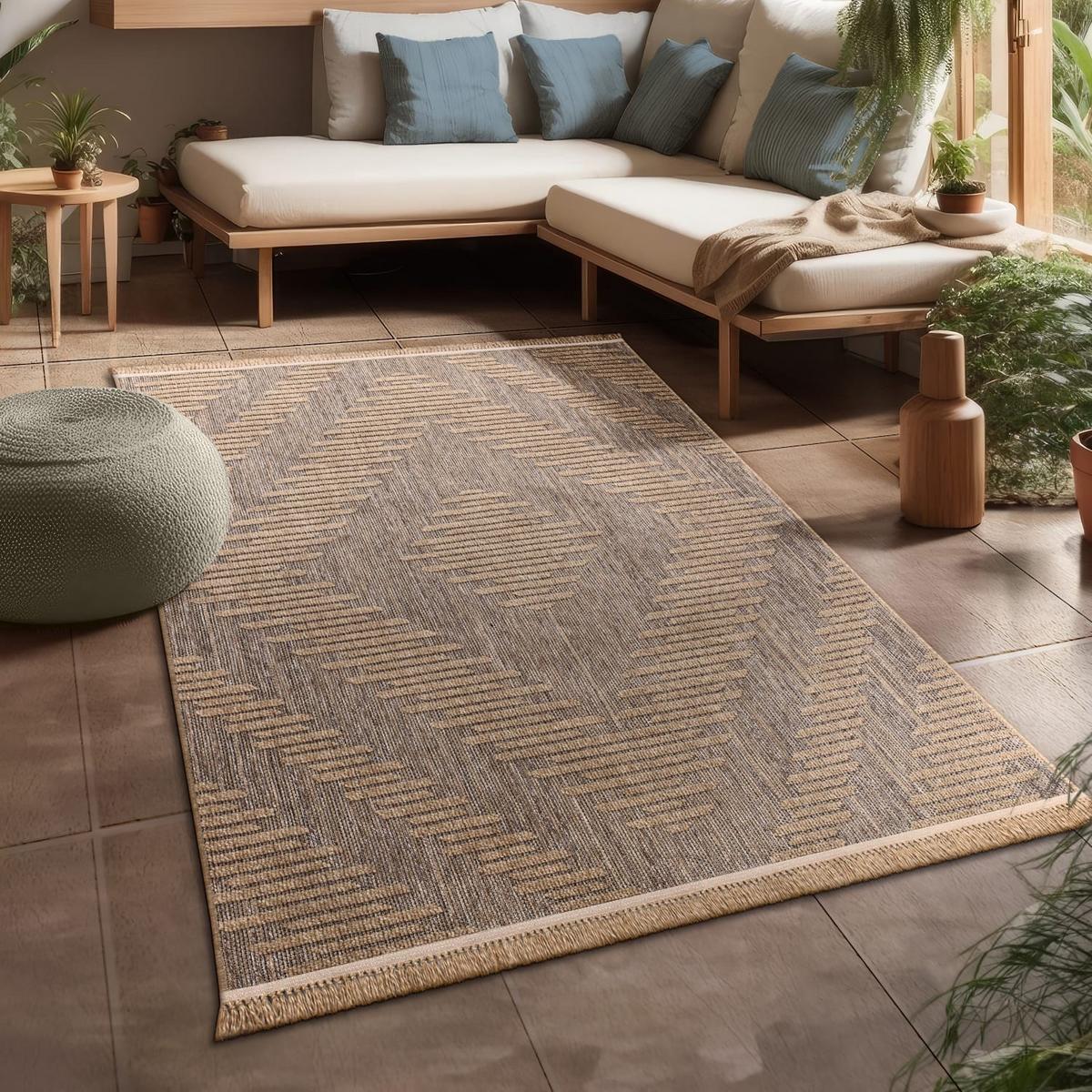 OUTDOORTEPPICH, in Naturoptik, Florhöhe 7 mm, Beige, 120 x 160 cm - Beige, Textil (160/120cm) - KADIMA DESIGN