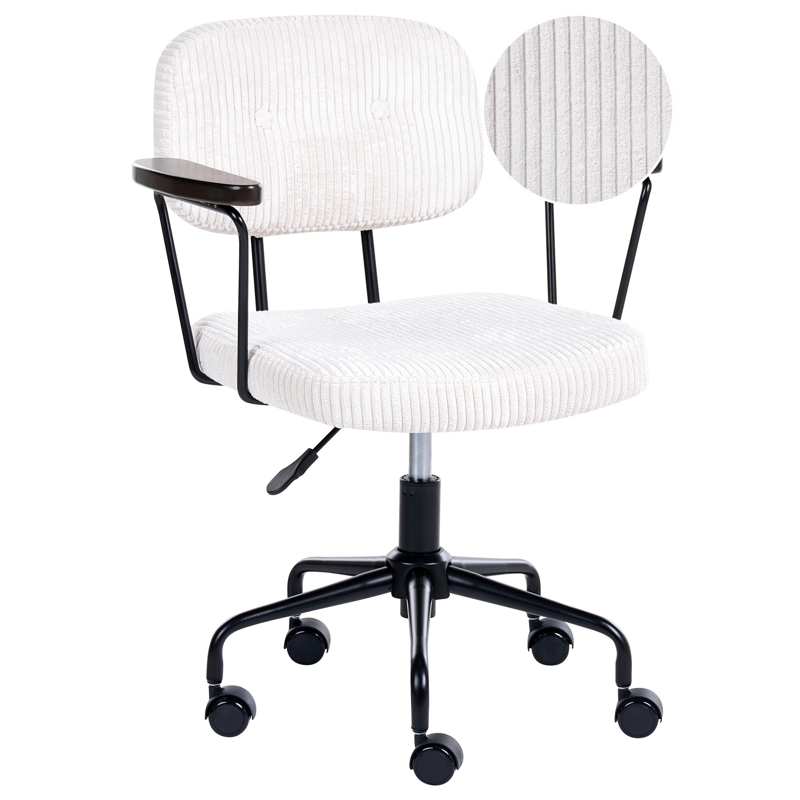 SCHREIBTISCHSTUHL Cord Cremeweiß Algerita - Creme, Textil (62/77/62cm) - Beliani