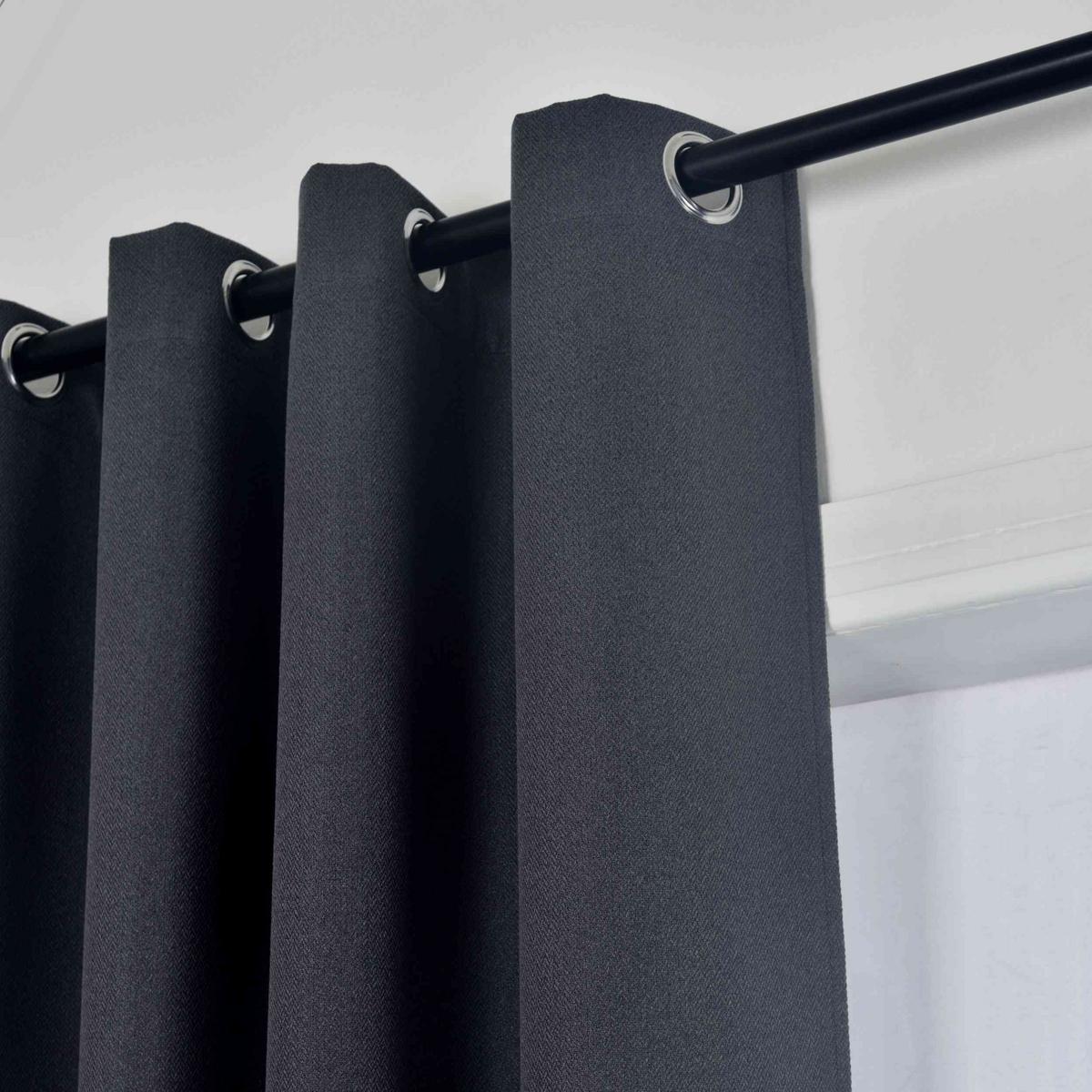 VORHANG 2ER SET »München Dark« HxB 175x145 cm Dunkelgrau - Dunkelgrau, Textil (145/175cm) - Gardinenbox