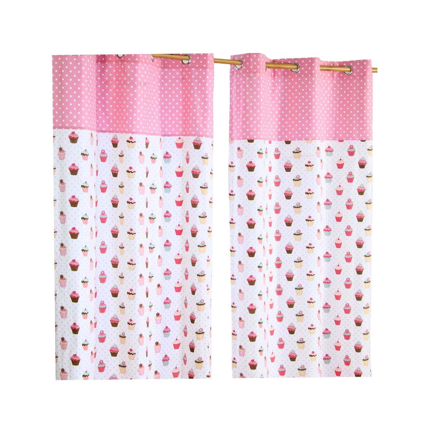 ÖSENVORHANG Cupcakes blickdicht 2er-Set, 137/228 cm - Rosa, Textil (137/228cm) - Homescapes