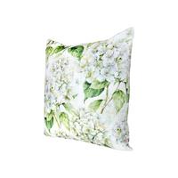KISSENHÜLLE Landlust-Hortensie weiß 40/40 cm - Weiß/Grün, Textil (40/40cm) - beties Heimtextil