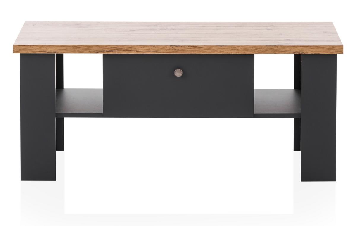 COUCHTISCH grau, Eiche Wotan, Landhaus 110 x 70 cm, Sofatisch mit Soft-Close-Funktion - Silberfarben/Eiche Wotan, Holzwerkstoff/Kunststoff (110/70/45cm) - Furn.Design