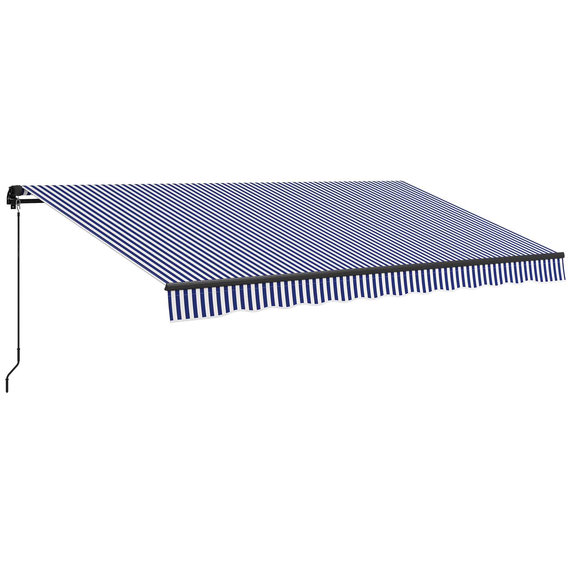 MARKISE, Blau+Weiß, Polyesterstoff, Aluminium - Blau, Metall (300/1/396cm) - Outsunny