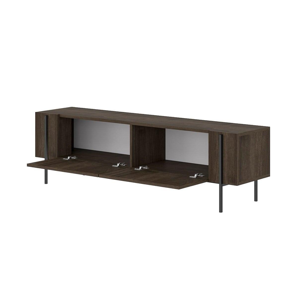 TV-MÖBEL mit 2 klappbaren Türen und Metallfüßen 31,4/160/45,6 cm - Naturfarben, Holzwerkstoff (31.4/45.6/36cm) - Calicosy