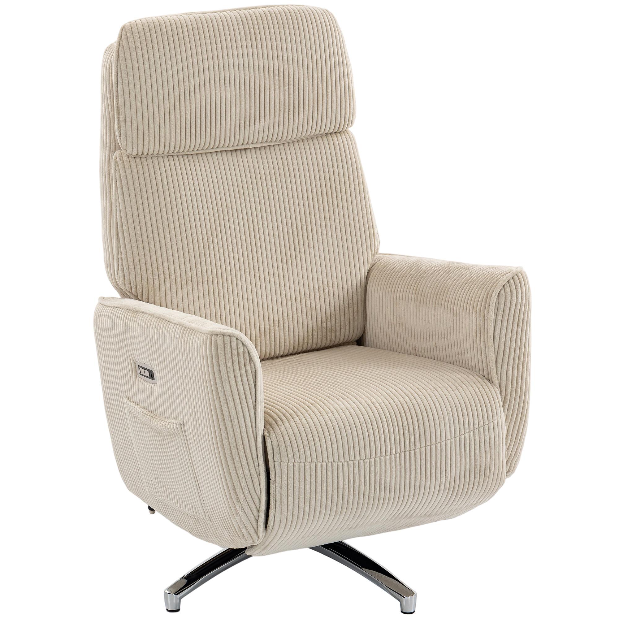 RELAXSESSEL Polyester Cremeweiß - Silberfarben/Creme, Textil/Metall (76/114/87cm) - HOMCOM