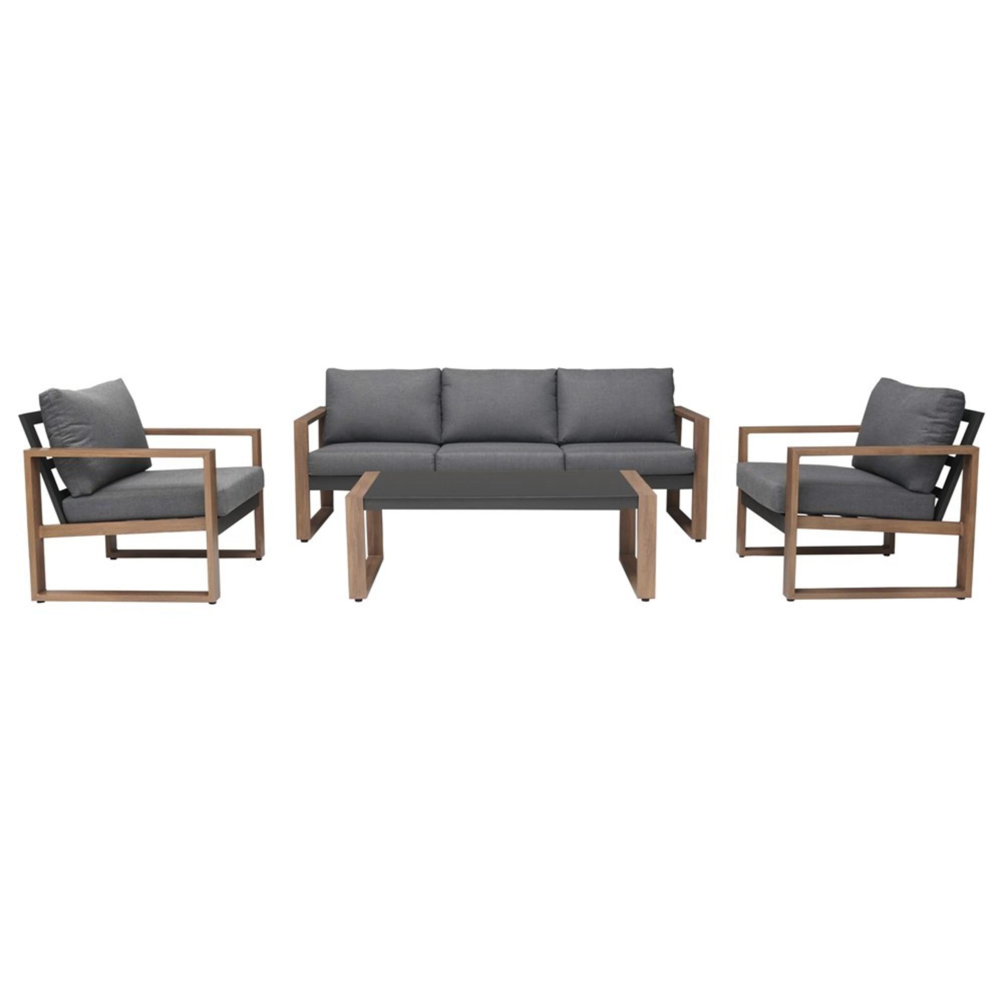GARTENLOUNGE-SET DUISBURG - Anthrazit/Braun, Holzwerkstoff - RAUMHIRSCH FURNITURE