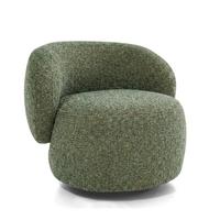 SESSEL Mao, Drehsessel mit runder Form, Grün, Chenille-Stoff - Grün, Textil (99/82/91cm) - Beautysofa