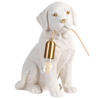 TISCHLAMPE Hund Weiß Lucky - Messingfarben/Weiß, Kunststoff (23/28/41cm) - Beliani