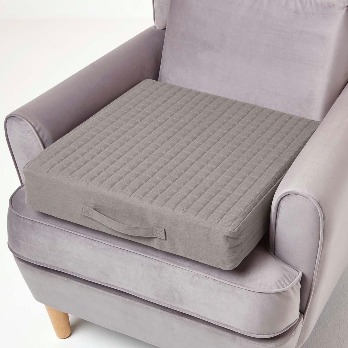 SITZKISSEN-BEZUG grau 50/50/10 – Kissenhülle wattiert, Baumwolle - Grau, Textil (50/50/10cm) - Homescapes