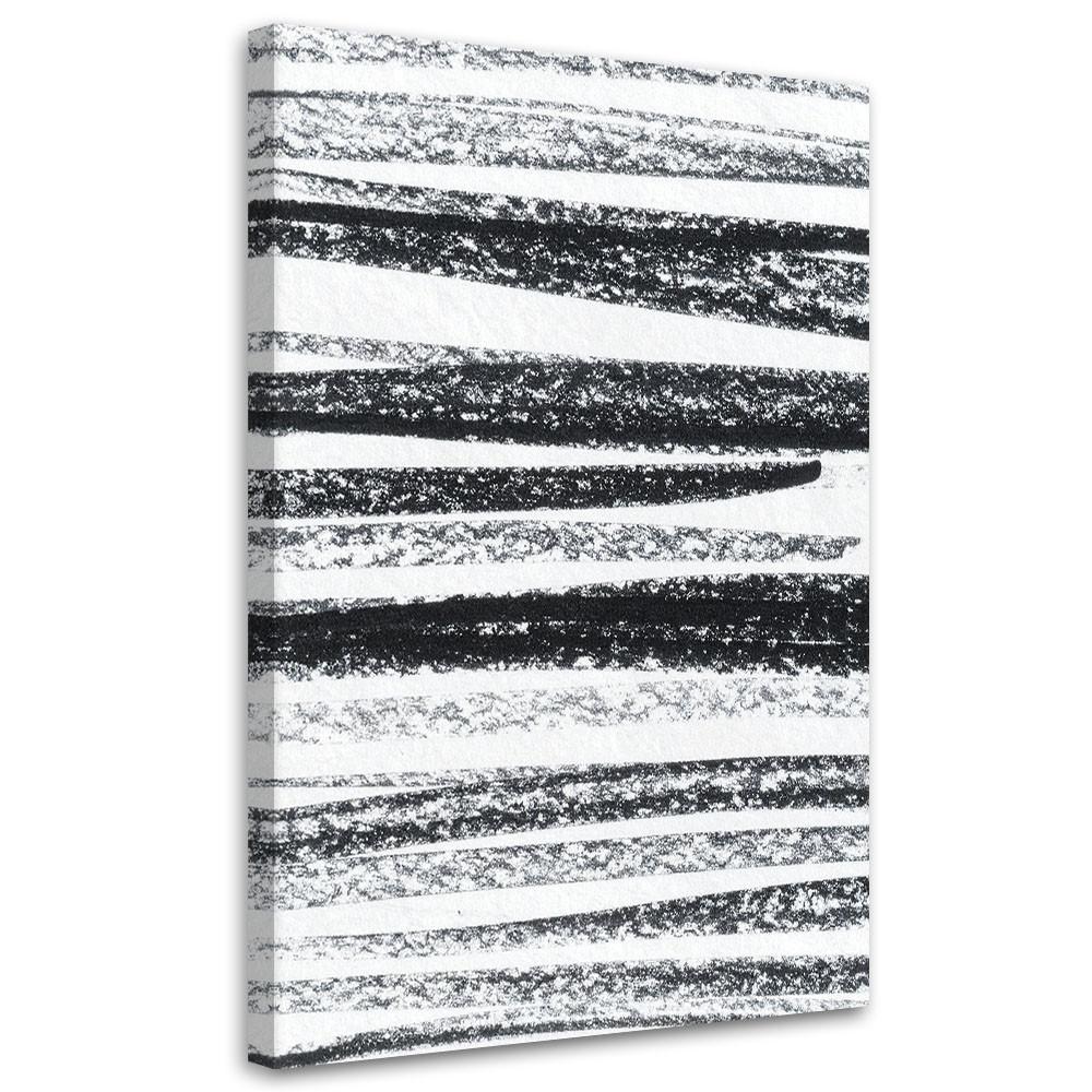 LEINWANDBILD Horizontale Linien-Abstraktion 40x60cm - Schwarz, Textil (40/60cm) - Feeby