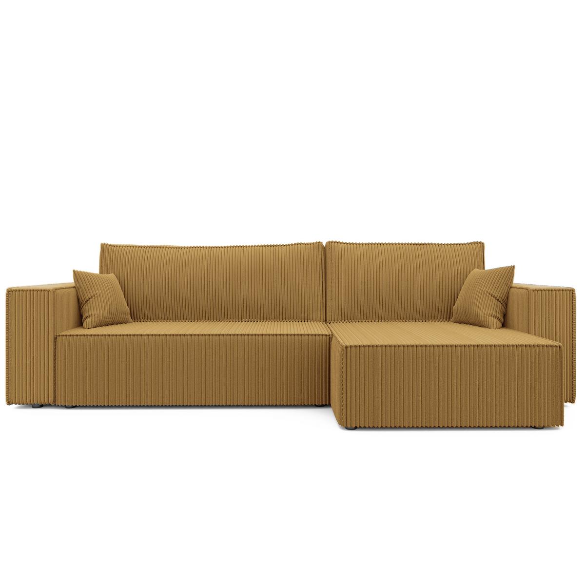 ECKSOFA mit Schlaffunktion und Bettkasten, Gelb - Gelb, Holzwerkstoff/Textil (145/276cm) - Idohome