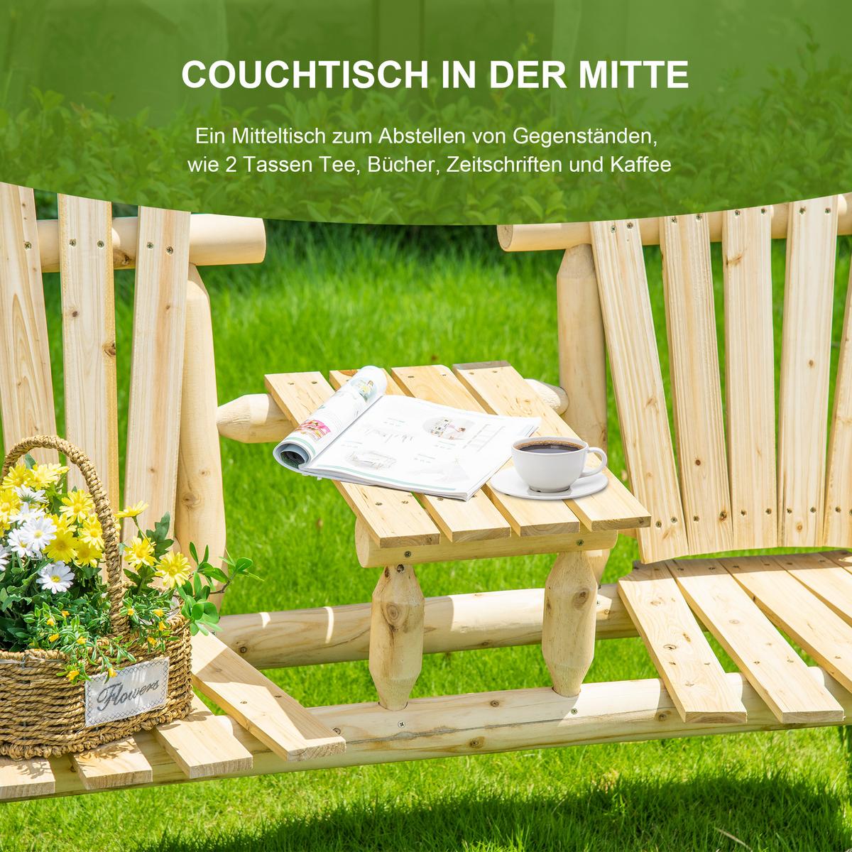 GARTENBANK mit Tisch, Massivholz, Natur, 157 x 88 x 103 cm - Naturfarben, Holz (88/103/157cm) - Outsunny