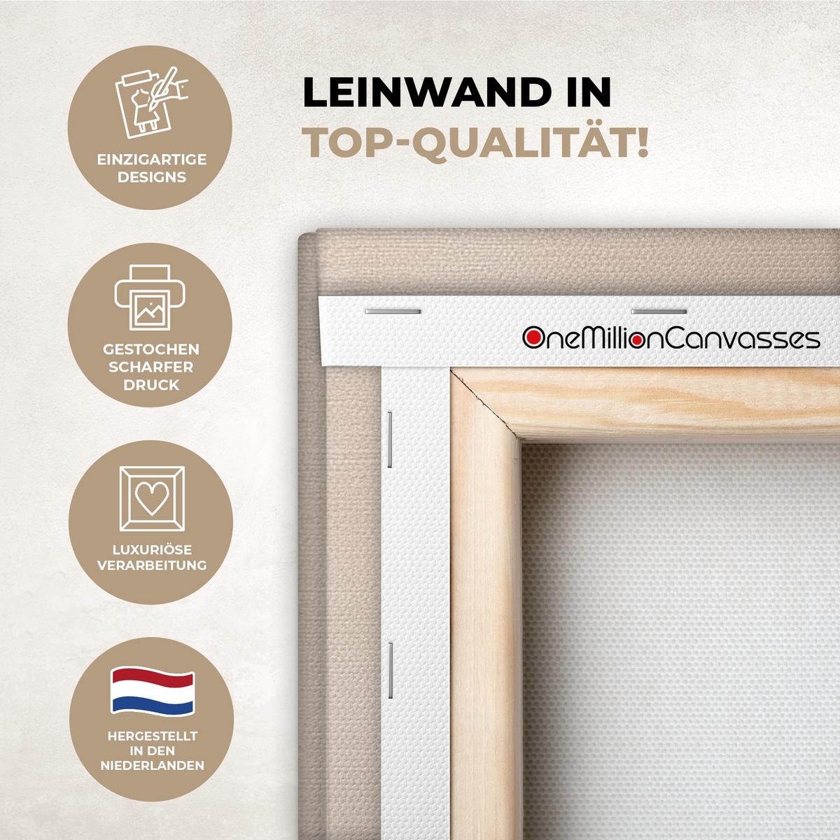 LEINWANDBILD Abstrakt - Japandi - Beige - Modern Wandbild Wohnzimmer 50x50 cm - Schwarz, Textil (50/50cm) - MuchoWow