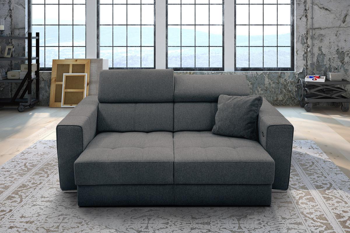 SOFA QUARTZ 3-Sitzer mit Ausziehsitz, dunkelgrau - Dunkelgrau, Holzwerkstoff/Textil (202/80/102cm) - Wozimo