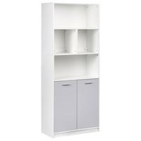 BÜCHERREGAL mit 2 Türen Grau/Weiß Zehna - Grau, Holzwerkstoff (80/197/40cm) - Beliani