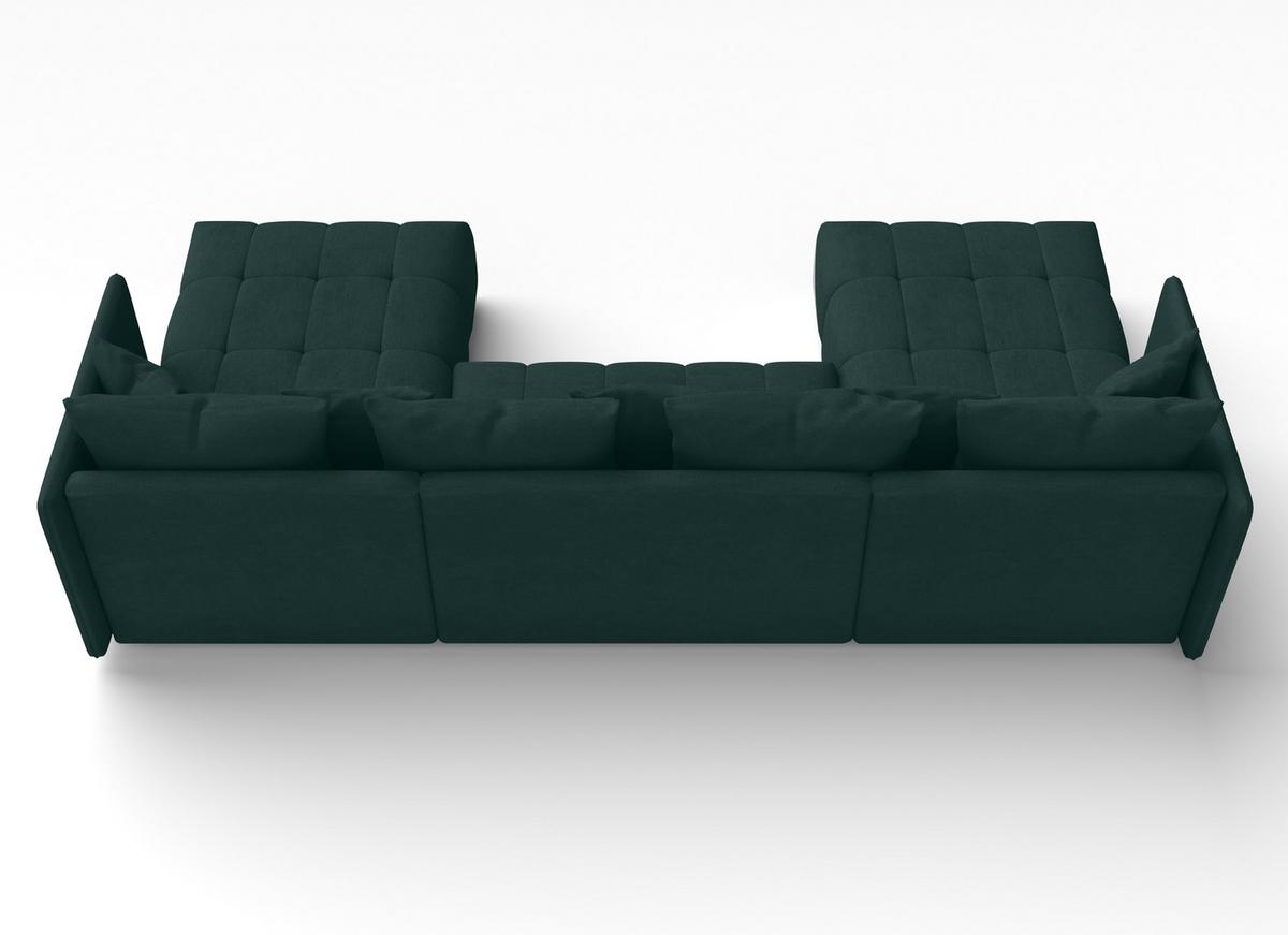 WOHNLANDSCHAFT Veliro U Grün 353/180/83 cm mit Schlaffunktion und Bettkasten - Schwarz/Grün, Kunststoff/Textil (353/83/180cm) - AX Living