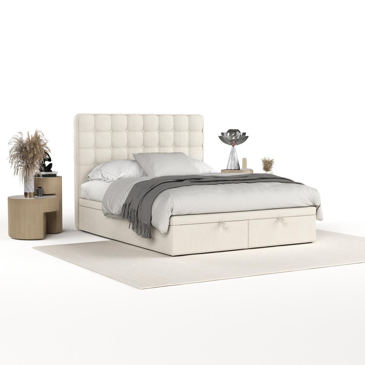 POLSTERBETT Celestia mit Stauraum 160/200 cm Hellbeige im Alta Stoff - Sandfarben/Schwarz, Holz/Holzwerkstoff (160/200cm) - AltaBeds