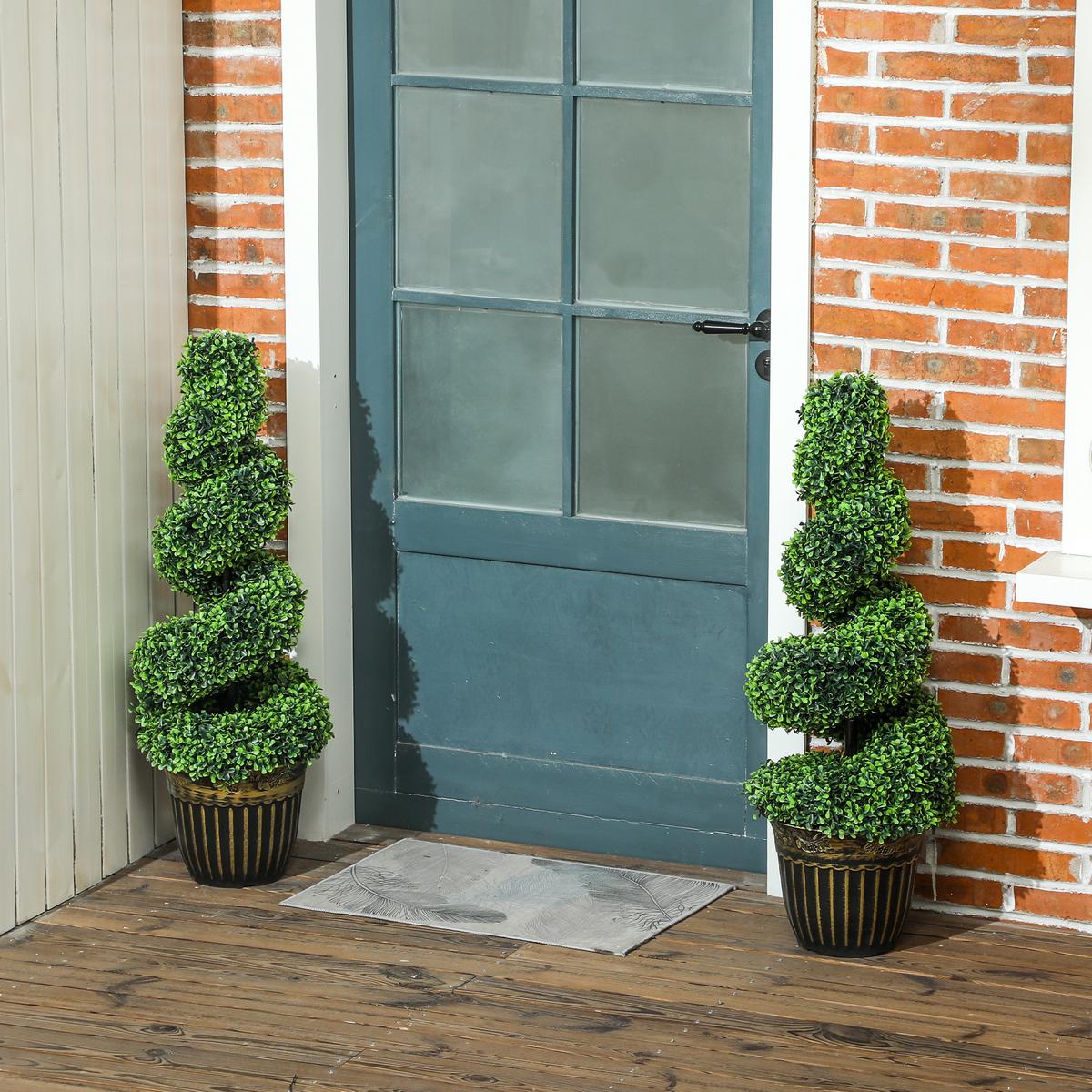 KÜNSTLICHE Pflanzen 2er-Set, UV-beständige 90 cm Kunstpflanze im Blumentopf - Grün, Kunststoff (90cm) - HOMCOM