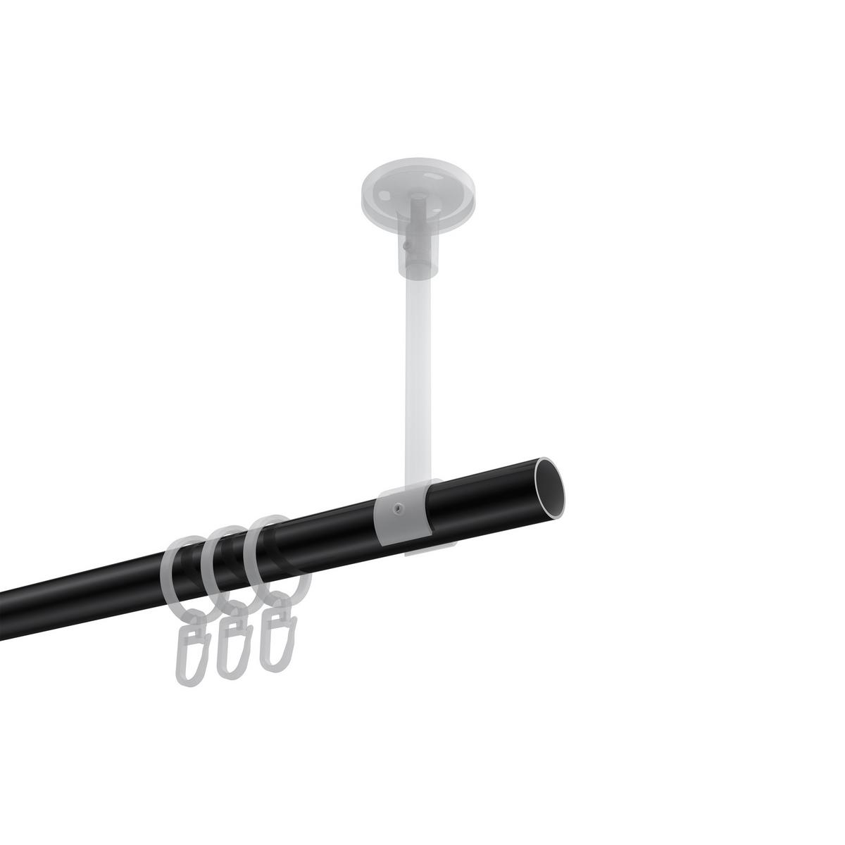 GARDINENSTANGE Sonette Elanto 320 cm (geteilt in 2 x 160 cm), 1-läufig, 20 mm Ø Schwarz - Schwarz, Metall (320cm) - INTERDECO