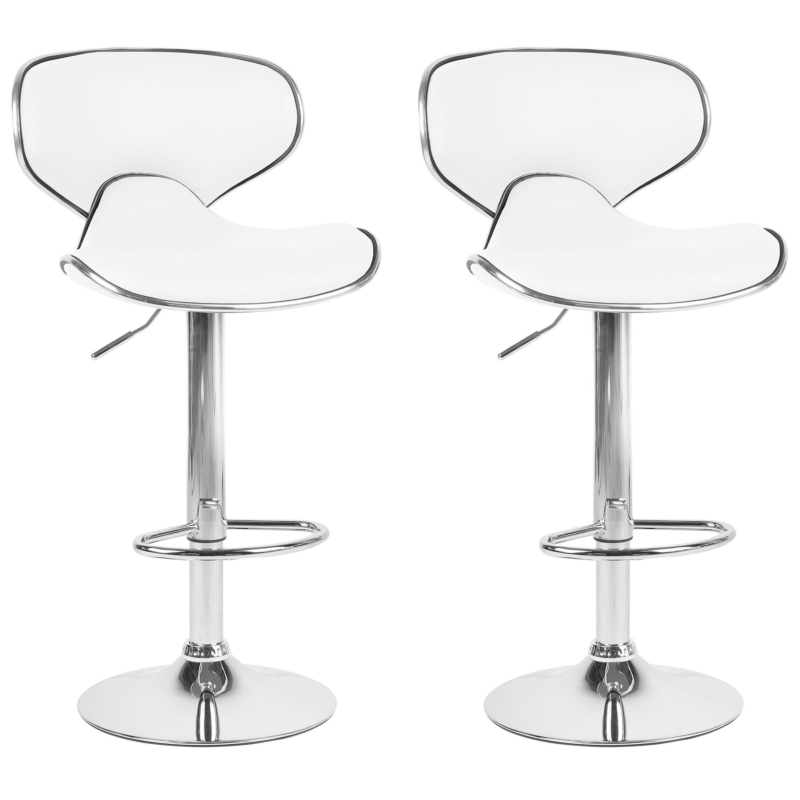 BARHOCKER 2er-Set Kunstleder Weiß Conway - Weiß, Textil/Metall (45/110/35cm) - Beliani