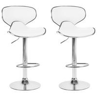 BARHOCKER 2er-Set Kunstleder Weiß Conway - Weiß, Textil/Metall (45/110/35cm) - Beliani