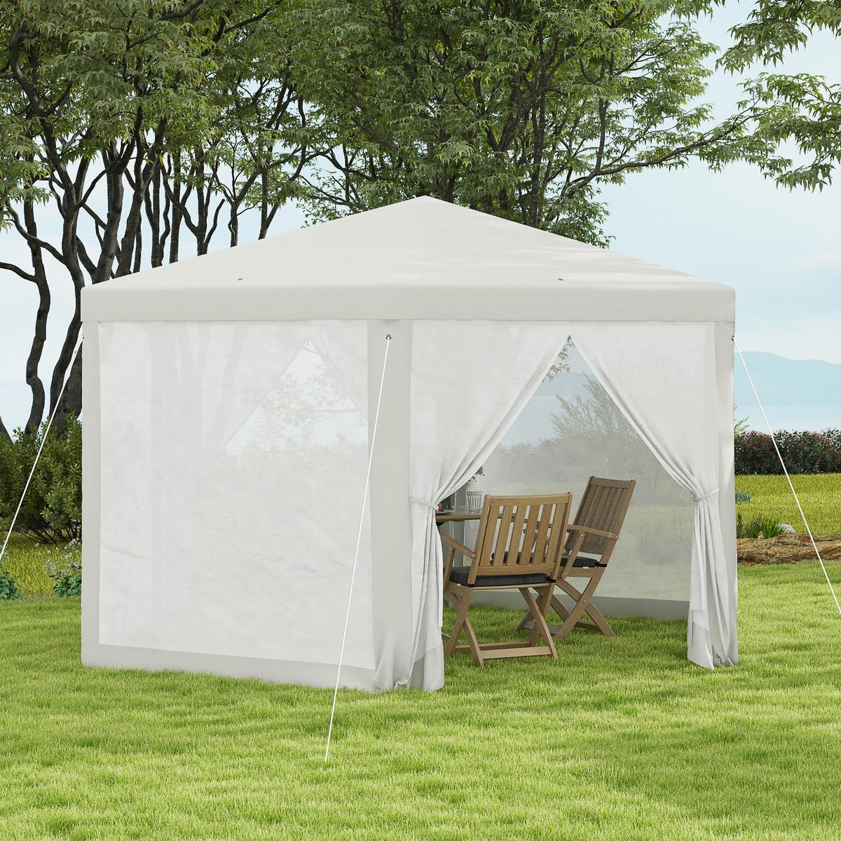 GARTENPAVILLON Polyester Metall Crème - Creme, Metall (341.2/250/394cm) - Outsunny