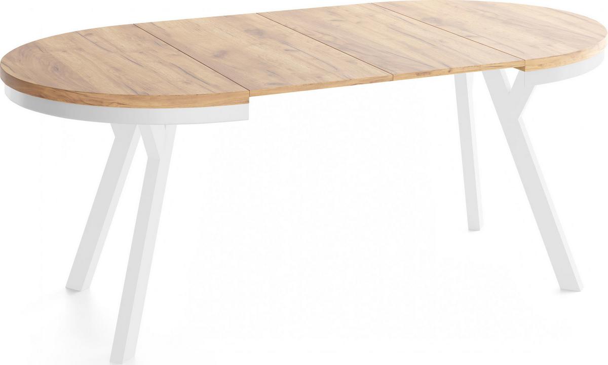 ESSTISCH Vero Neo Weiß rund ausziehbar verlängerbar, Eiche Braun 100-200/100/77 cm - Eiche Wotan/Weiß, Holz/Holzwerkstoff (100/200/77cm) - WFL GROUP