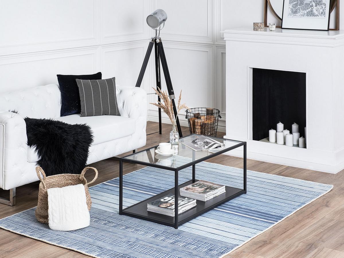 KURZFLOR-TEPPICH Yardere 230/160 cm - Blau, Naturmaterialien (160/230cm) - Beliani