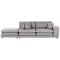 2-SITZER-SOFA mit Ottomane Stoff Grau Heden - Dunkelgrau/Braun, Textil (197/81/86cm) - Beliani