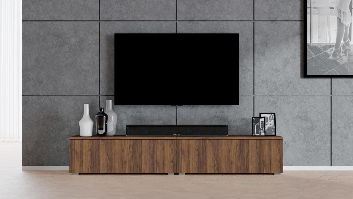 LOWBOARD Loriano 2x100 Nussbaum Warmia 200/36,5/32 cm – Hängend und Stehend - Nussbaumfarben, Holzwerkstoff/Kunststoff (200/36.5/32cm) - AX Living