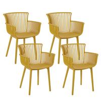 GARTENSTUHL 4er-Set Kunststoff gelb Pesaro - Gelb, Kunststoff (58/84/45cm) - Beliani